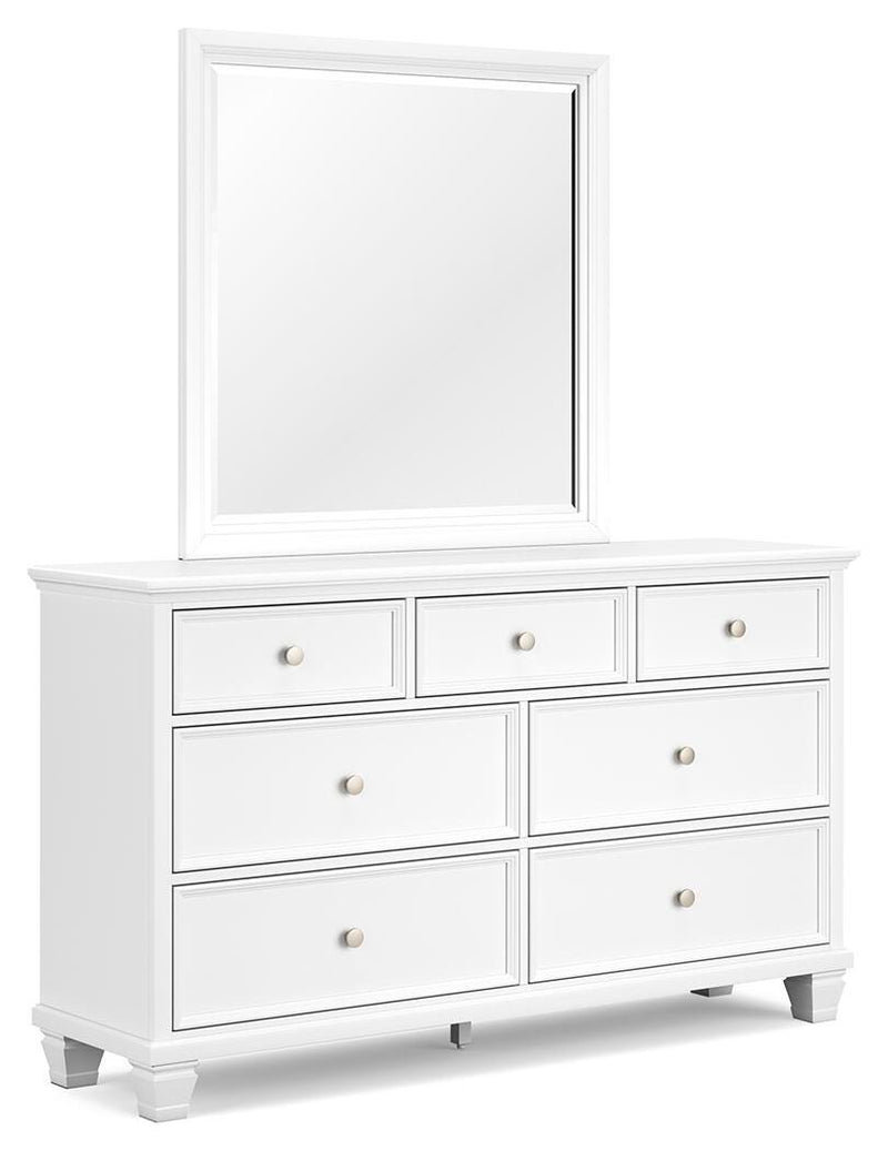 Fortman Full Panel Storage Bed, Dresser and Mirror in White - PKG023791