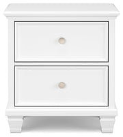 Fortman Full Panel Storage Bed, Dresser, Mirror and Nightstand in White - PKG023792