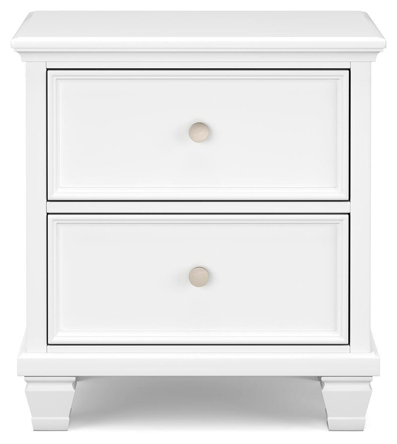 Fortman Full Panel Storage Bed, Dresser, Mirror and Nightstand in White - PKG023792