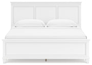 Fortman King Panel Bed with Mirrored Dresser and 2 Nightstands in White - PKG015152