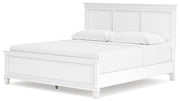 Fortman King Panel Bed with Mirrored Dresser and Chest in White - PKG015155