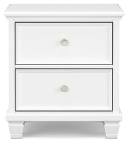 Fortman King Panel Bed with Mirrored Dresser and Nightstand in White - PKG015154
