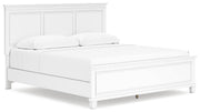 Fortman King Panel Bed with Mirrored Dresser and Nightstand in White - PKG015154