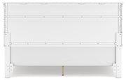 Fortman King Panel Bed with Mirrored Dresser, Chest and 2 Nightstands in White - PKG015153