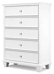 Fortman King Panel Storage Bed, Dresser and Chest in White - PKG023779