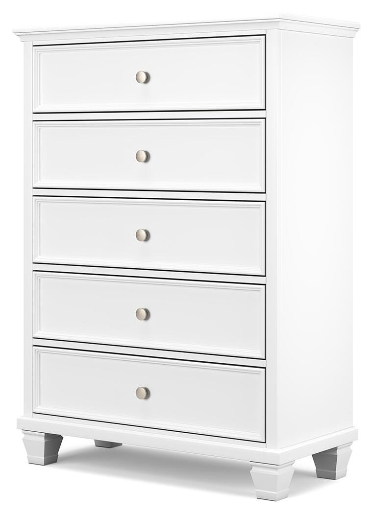 Fortman King Panel Storage Bed, Dresser and Chest in White - PKG023779