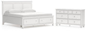 Fortman King Panel Storage Bed with Dresser in White - PKG023775
