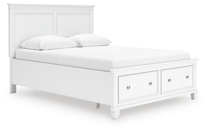 Fortman Queen Panel Storage Bed with Dresser in White - PKG023770
