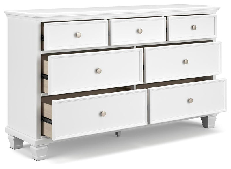 Fortman Queen Panel Storage Bed with Dresser in White - PKG023770