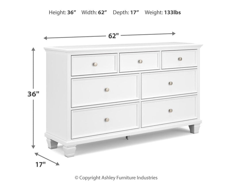 Fortman Queen Panel Storage Bed with Dresser in White - PKG023770