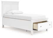 Fortman Twin Panel Storage Bed and Dresser in White - PKG023785
