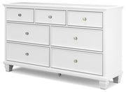 Fortman Twin Panel Storage Bed and Dresser in White - PKG023785