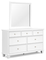Fortman Twin Panel Storage Bed, Dresser and Mirror in White - PKG023786