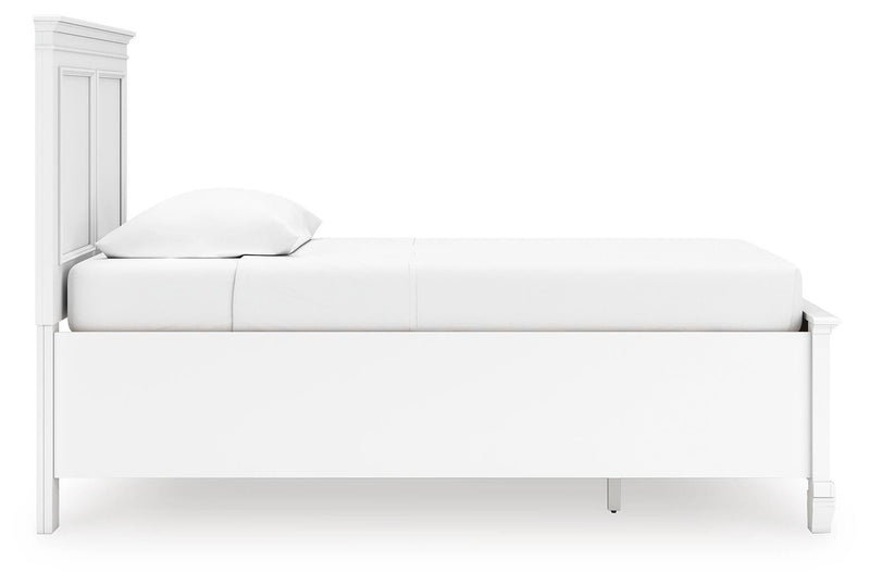 Fortman Twin Panel Storage Bed, Dresser and Nightstand in White - PKG023788