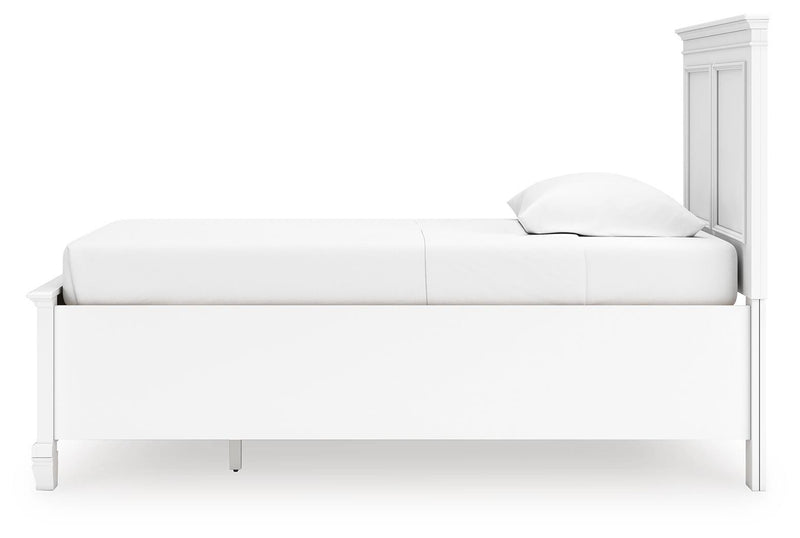 Fortman Twin Panel Storage Bed, Dresser and Nightstand in White - PKG023788