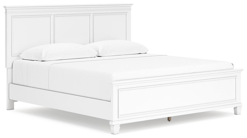 Fortman White King Panel Bed, Dresser and 2 Nightstands - B680B15