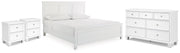 Fortman White King Panel Bed, Dresser and 2 Nightstands - B680B15