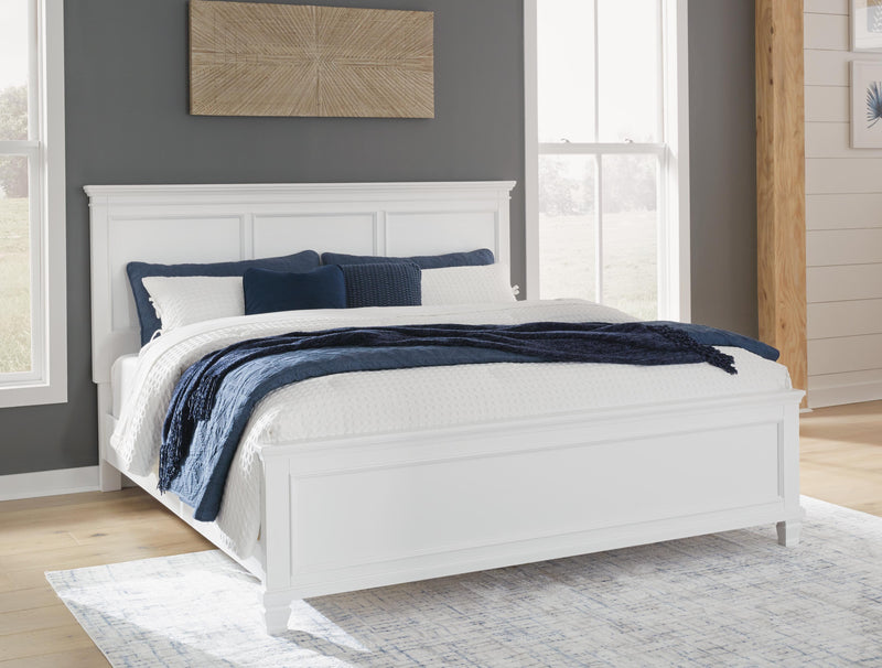 Fortman White King Panel Bed, Dresser and 2 Nightstands - B680B15