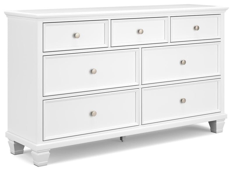 Fortman White King Panel Bed, Dresser and 2 Nightstands - B680B15