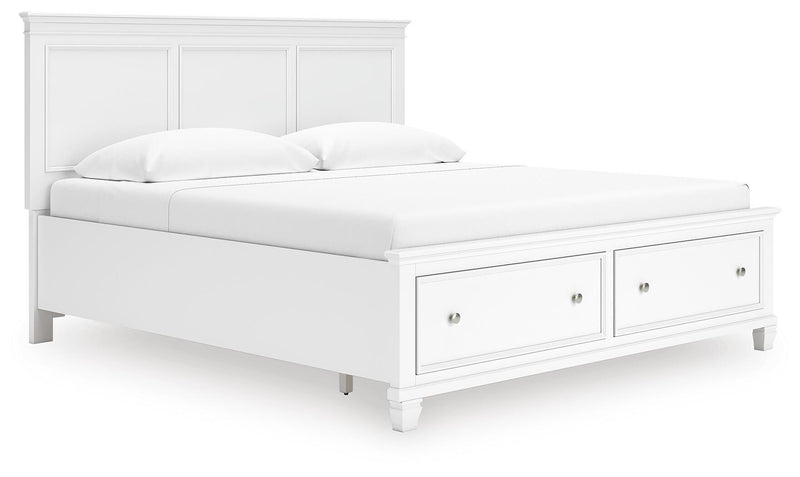Fortman White King Panel Storage Bed - B680B22