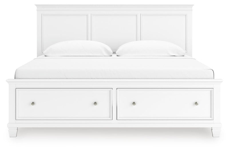 Fortman White King Panel Storage Bed - B680B22