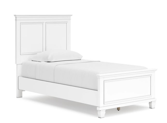 Fortman White Twin Panel Bed - Gate FurnitureTwin Bed