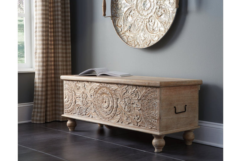 Fossil Ridge Beige Storage Bench - Gate FurnitureAccent Bench