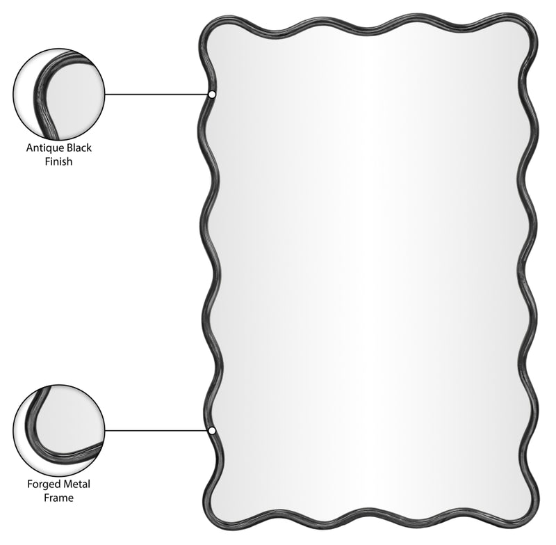 Foundry 24" W x 36" H Iron Frame Mirror in Black - 66007Black-M