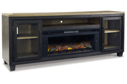 Foyland Black/Brown 83" TV Stand with Electric Fireplace - Gate FurnitureTV Stand