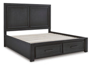 Foyland Black/Brown Footboard Storage Platform Bedroom Set - Gate FurnitureBedroom Set