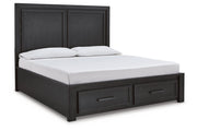 Foyland Black/Brown King Panel Storage Bed - Gate FurnitureKing Bed