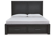 Foyland Black/Brown Queen Panel Storage Bed - Gate FurnitureQueen Bed