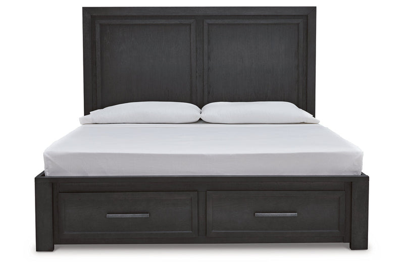 Foyland Black/Brown Queen Panel Storage Bed - Gate FurnitureQueen Bed