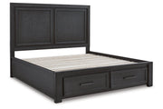 Foyland Black/Brown Queen Panel Storage Bed - Gate FurnitureQueen Bed