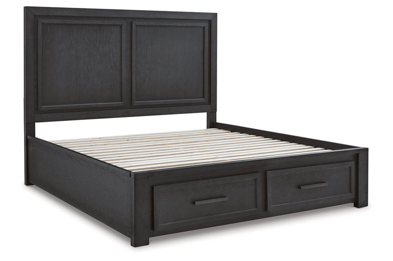 Foyland Black/Brown Queen Panel Storage Bed - Gate FurnitureQueen Bed