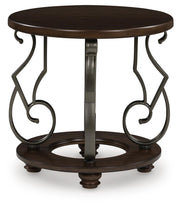 Frallyn Warm Brown Coffee Table and 2 Ends - T623T1