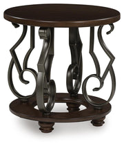 Frallyn Warm Brown Coffee Table and 2 Ends - T623T1