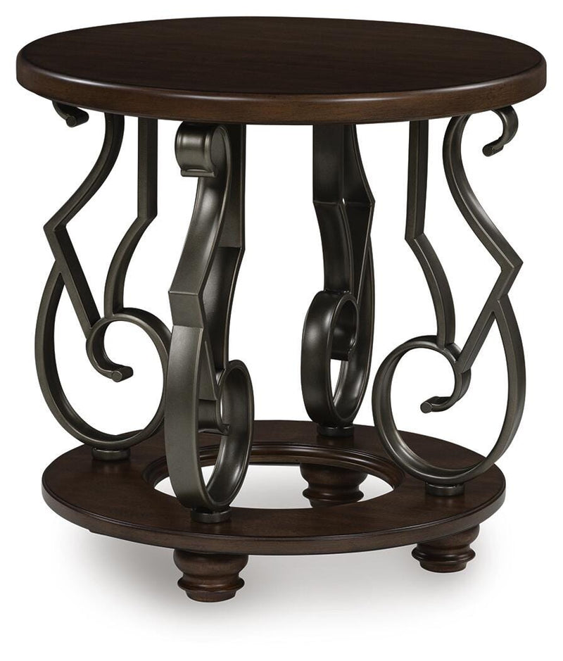 Frallyn Warm Brown Coffee Table and 2 Ends - T623T1
