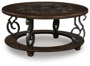 Frallyn Warm Brown Coffee Table and 2 Ends - T623T1