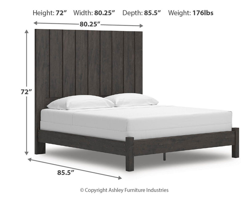 Fraluna Charcoal King Panel Bed - PCB3370B8