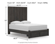 Fraluna Charcoal Queen Panel Storage Bed - PCB3370B4