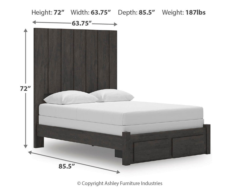 Fraluna Charcoal Queen Panel Storage Bed - PCB3370B4