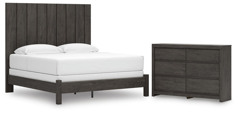 Fraluna King Panel Bed and Dresser in Charcoal - PKG021668