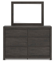 Fraluna King Panel Bed, Dresser and Mirror in Charcoal - PKG021662