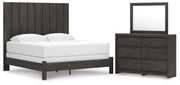 Fraluna King Panel Bed, Dresser and Mirror in Charcoal - PKG021662
