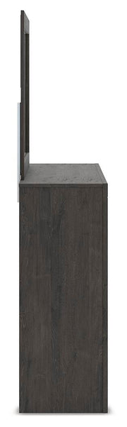 Fraluna King Panel Bed, Dresser and Mirror in Charcoal - PKG021662