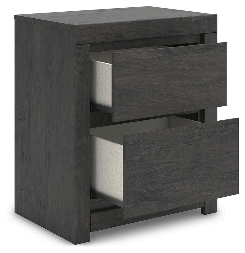 Fraluna King Panel Bed, Dresser, Mirror and 2 Nightstands in Charcoal - PKG021663