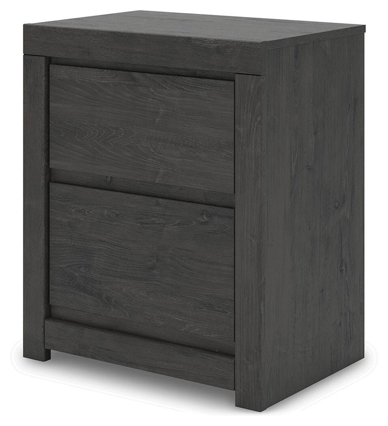Fraluna King Panel Bed, Dresser, Mirror and 2 Nightstands in Charcoal - PKG021663