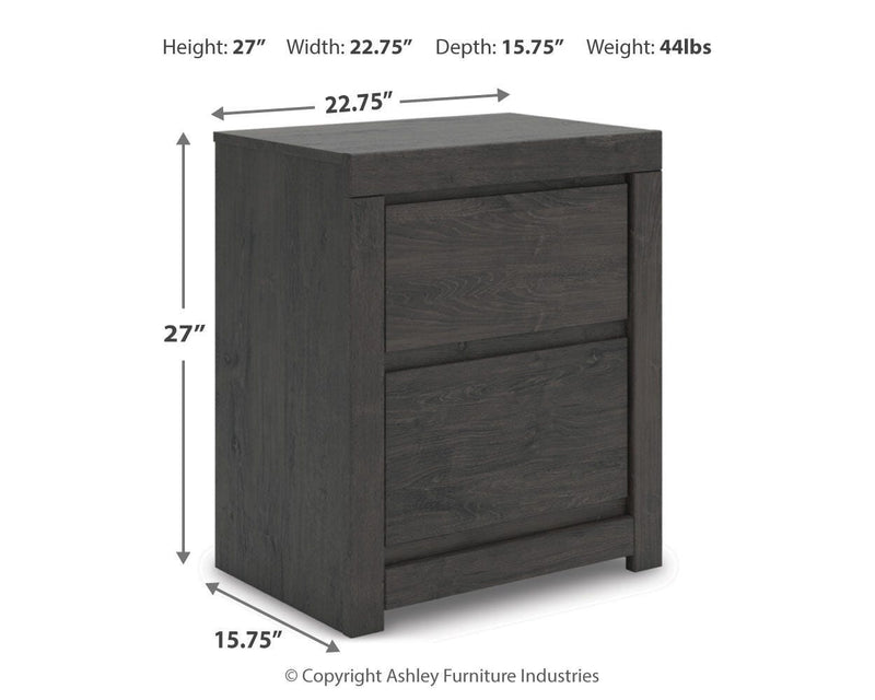 Fraluna King Panel Bed, Dresser, Mirror and 2 Nightstands in Charcoal - PKG021663