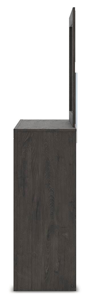 Fraluna King Panel Bed, Dresser, Mirror and 2 Nightstands in Charcoal - PKG021663